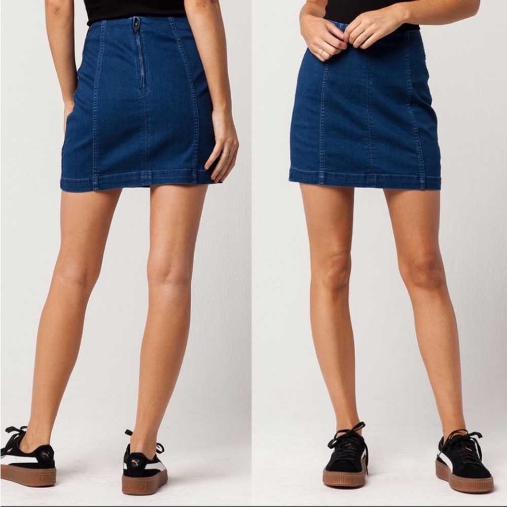Free People Modern Femme Panel Denim High Waist Stretch Mini Skirt- Size 0